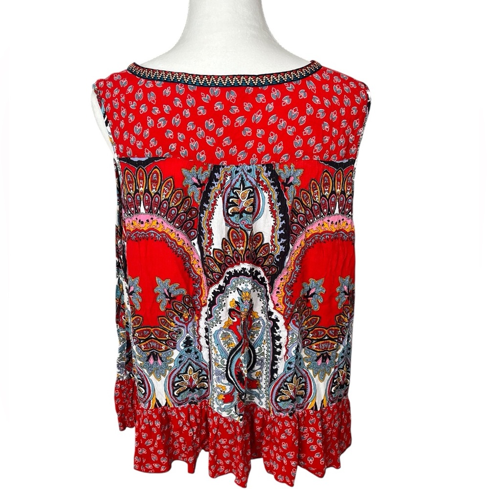 Bila boho Indian floral embroidered mixed print flowy tank XXL casual relaxed - Picture 6 of 8